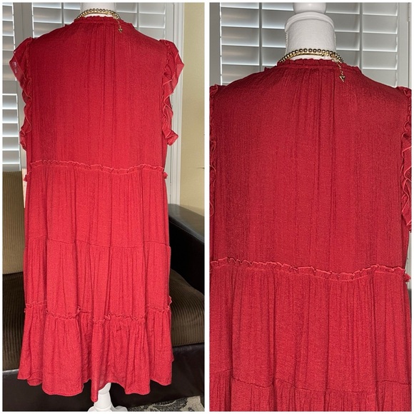 Indigo Rose Red Ruffle Dress - Picture 3 of 13